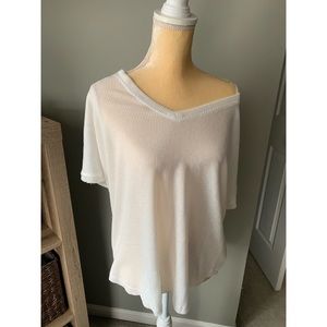 White waffle knit top